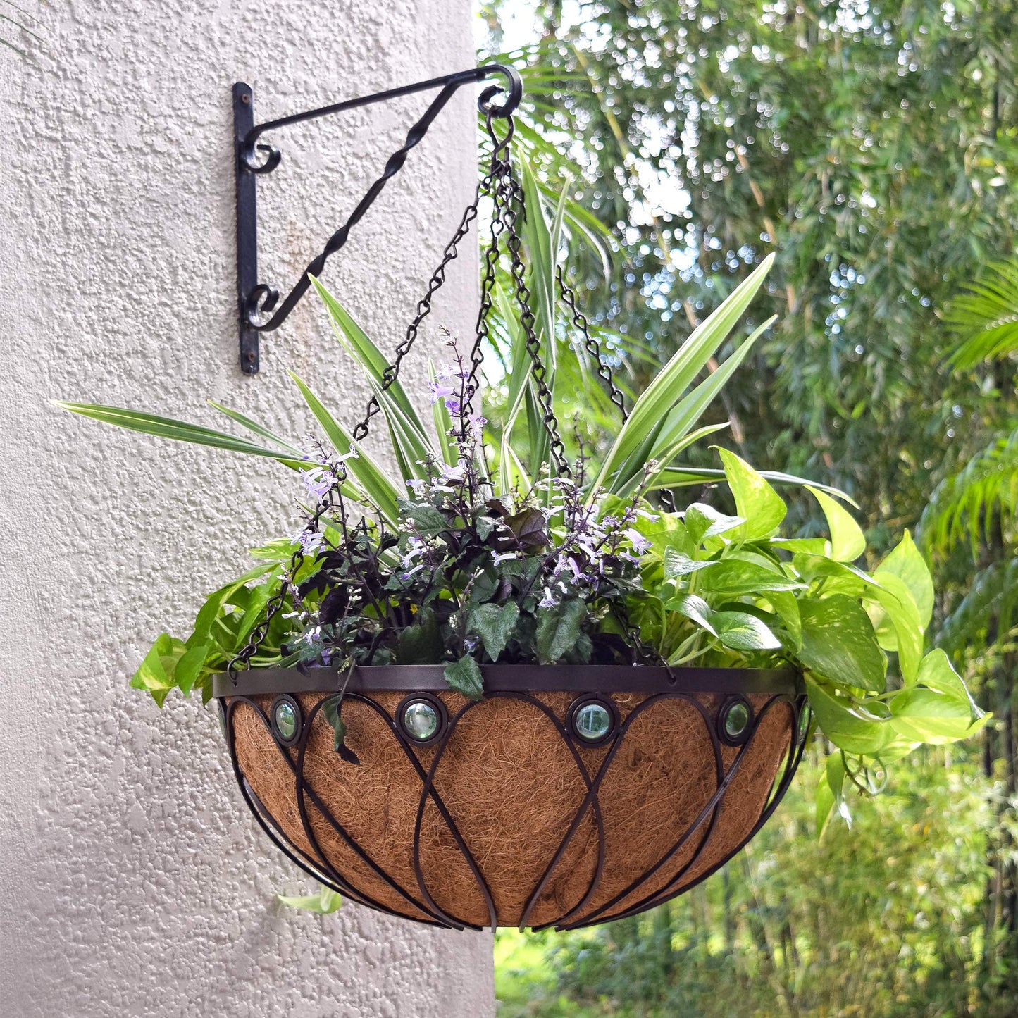Arcadia Garden Products Emerald Series Round Hanging Basket Planters, 20-Inch Metal Copper Accent CB03