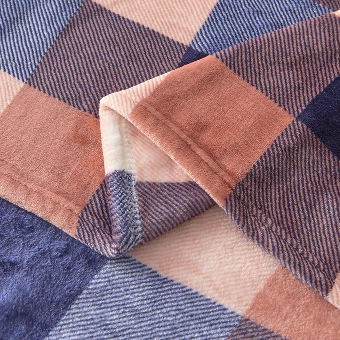 SOCHOW Buffalo Plaid Flannel Fleece Throw Blanket 60 x 80 Inches, Soft Lightweight Cozy All Season Coral Pink Checkered Blanket for Bed, Couch, Car