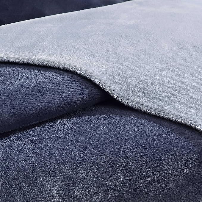 Calvin Klein - Queen Blanket, Super Soft Plush Bedding, Luxury Bed Blanket, Oeko-Tex Certified (Modern Reversible Solid Blue, Queen)