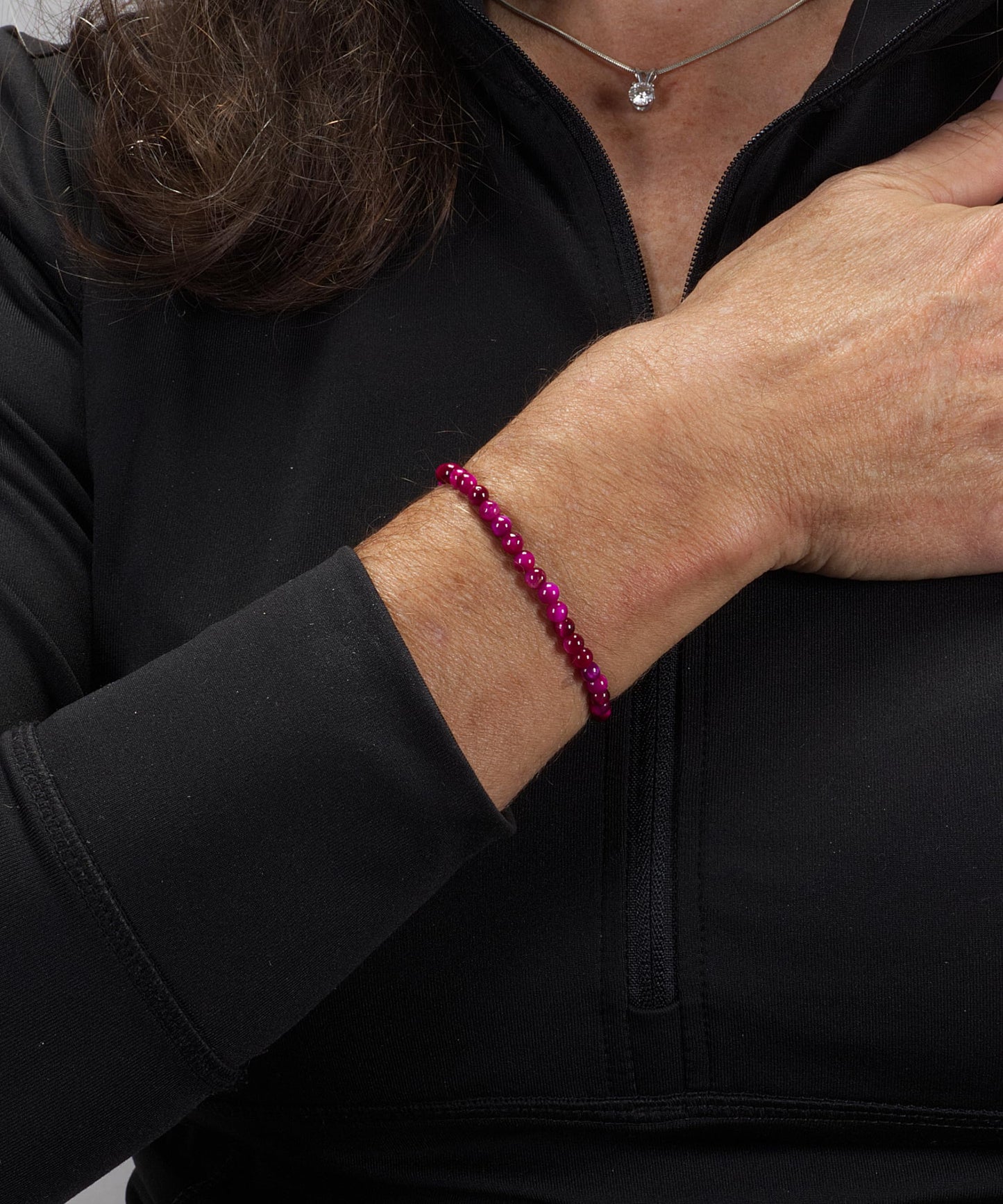 Cherry Tree Collection - Small, Medium, Large Sizes - Gemstone Beaded Bracelets For Women and Men - 4mm Round Beads (Pink Tiger's Eye, Small)