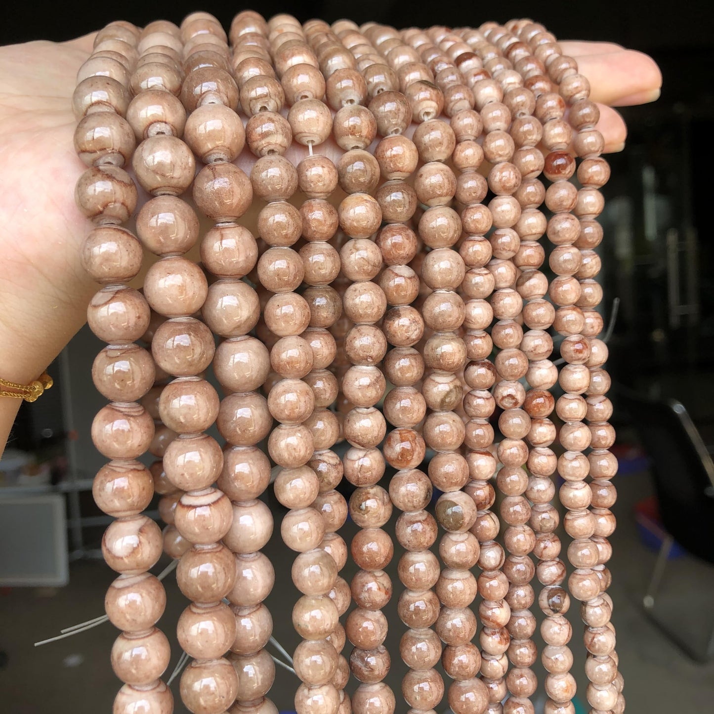 Yochus 60pcs 6mm Coffee Persian Jade Energy Healing Round Bulk Gemstone Beads for Jewelry Making Bracelet Necklace Earring DIY