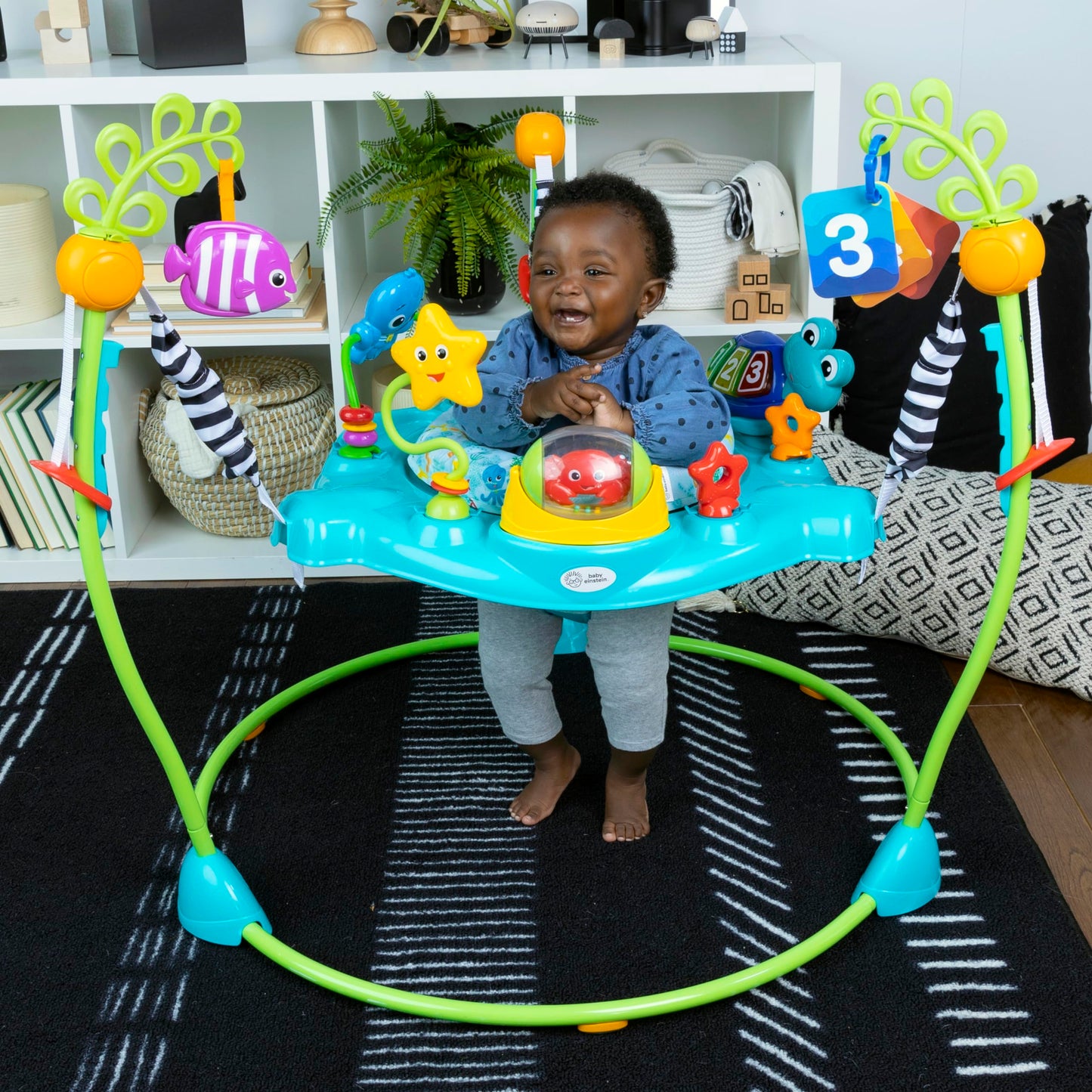 Baby Einstein Ocean Explorers Curiosity Cove 2-in-1 Educational Activity Jumper and Floor Toy, Max weight 25 lbs., Ages 6 Months+, Unisex