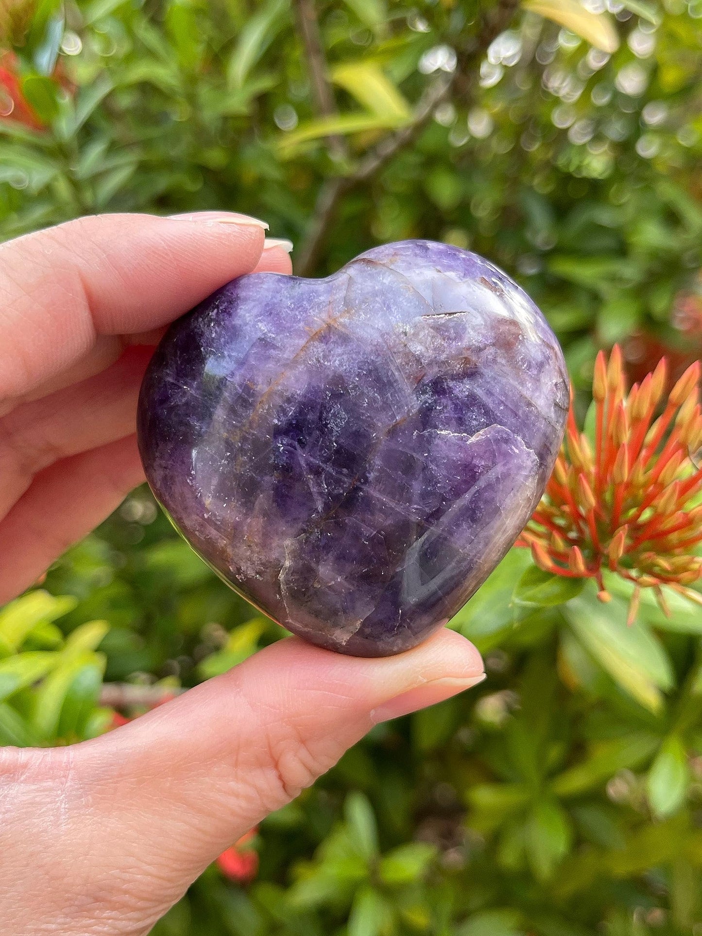 Amethyst Gemstone Hearts, Polished Amethyst Puffy Hearts, Amethyst Crystal Palm Stone, Amethyst Healing Crystal Hearts (1 Heart)