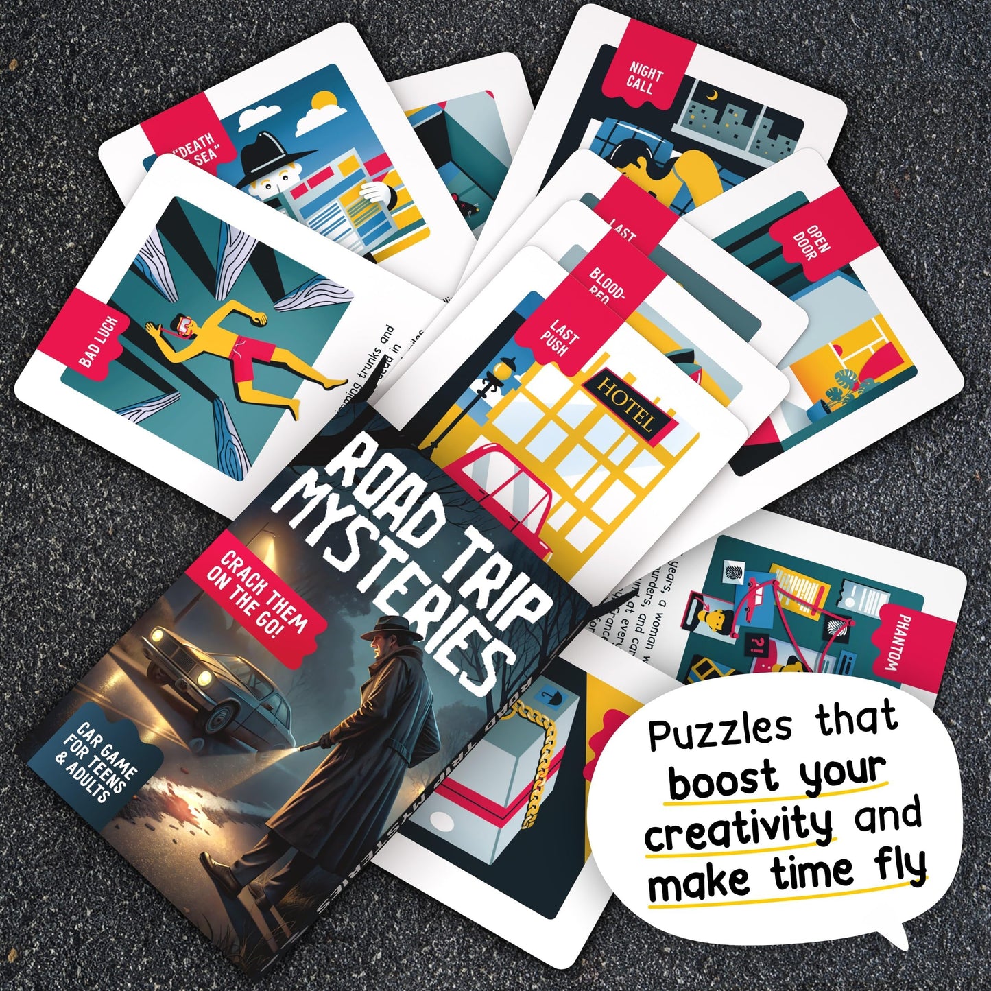 WELL BALANCED Road Trip Mysteries - Car Game for Adults & Teens, Road Trip Travel Essentials