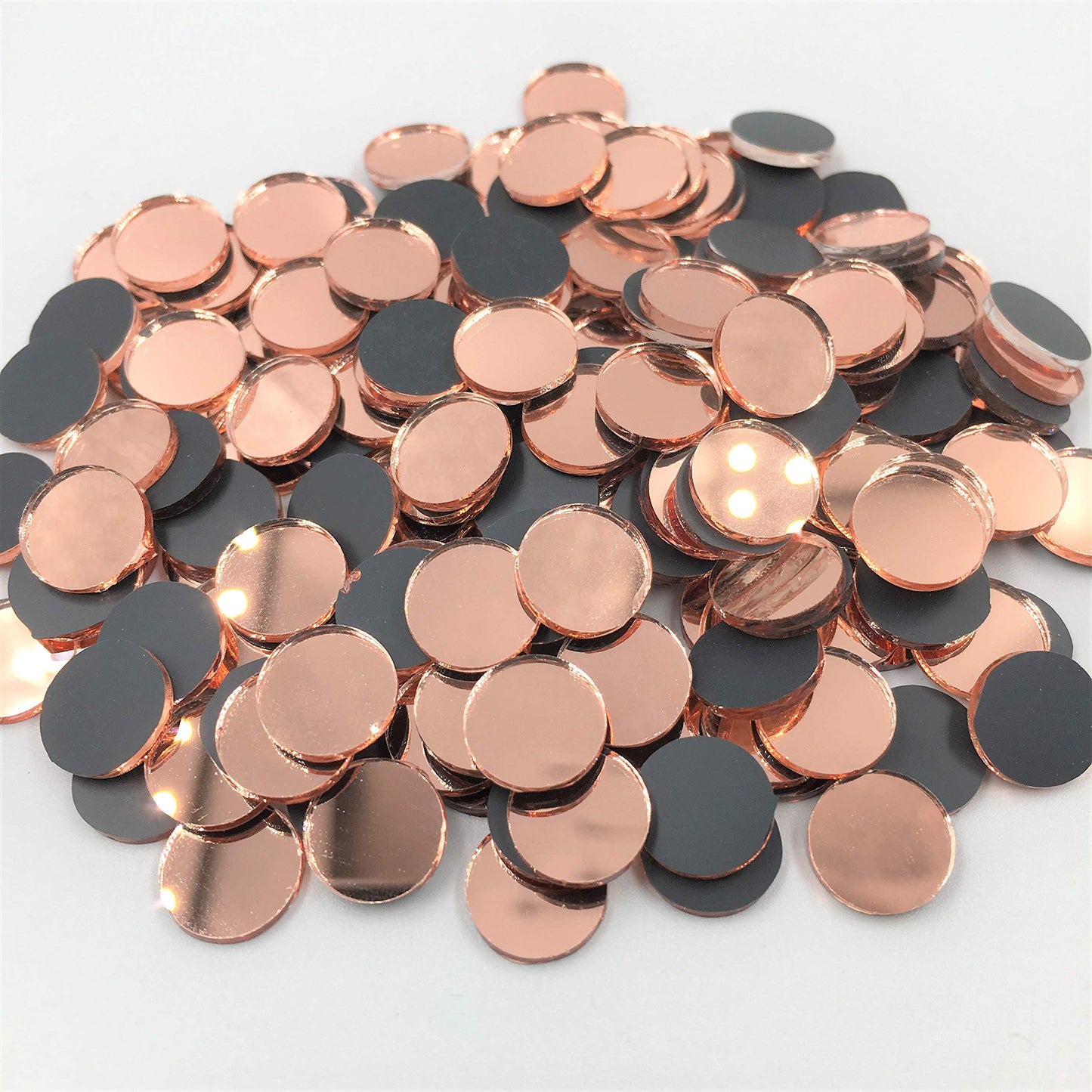 3/4" Round Mosaic Mirror Tiles Rose Gold Craft Mirror Circles 100 Pieces for Craft Projects (Dia 3/4'')