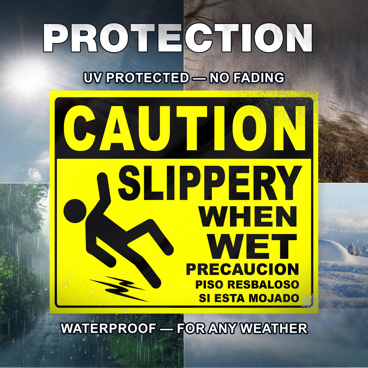 Caution Slippery When Wet Stickers (3 Count)