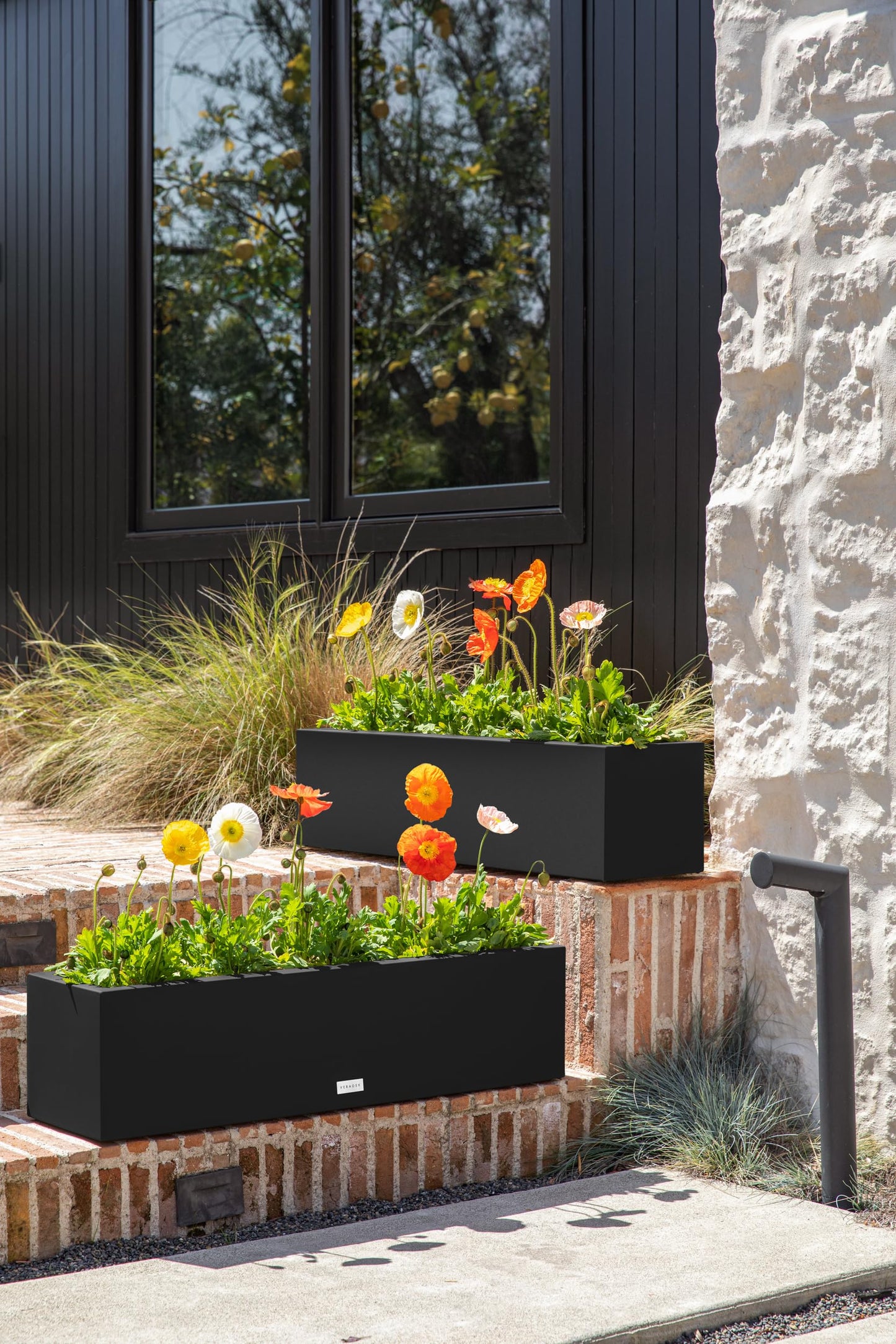 Veradek Block Series Window Box Planter - Rectangular Flower Pot for Indoor or Outdoor Window Sill/Balcony | All-Weather Use with Drainage Holes | Modern Décor for Succulents, Herbs, Small Plants