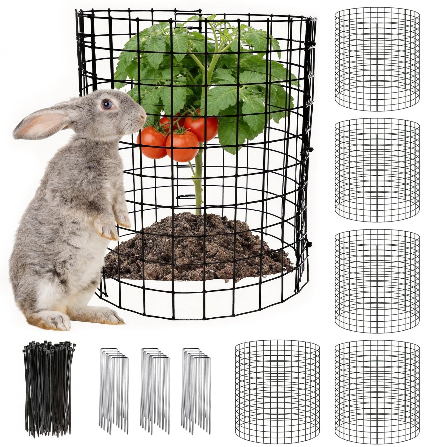 LAPEQQIOJEJ 5 Pack Plant Protector from Animals, 12x12 Inches Wire Plant Protector, Plant Cages to Keep Rabbits Out