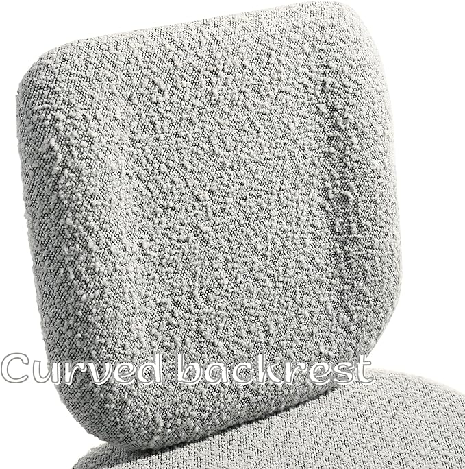 Modern Boucle Dining Chairs Set of 4, Farmhouse Sherpa Upholstered Wooden Kitchen Chairs with Back, Side Armless Dining Room Chairs with Wood Legs for Kitchen Restaurant, Gray