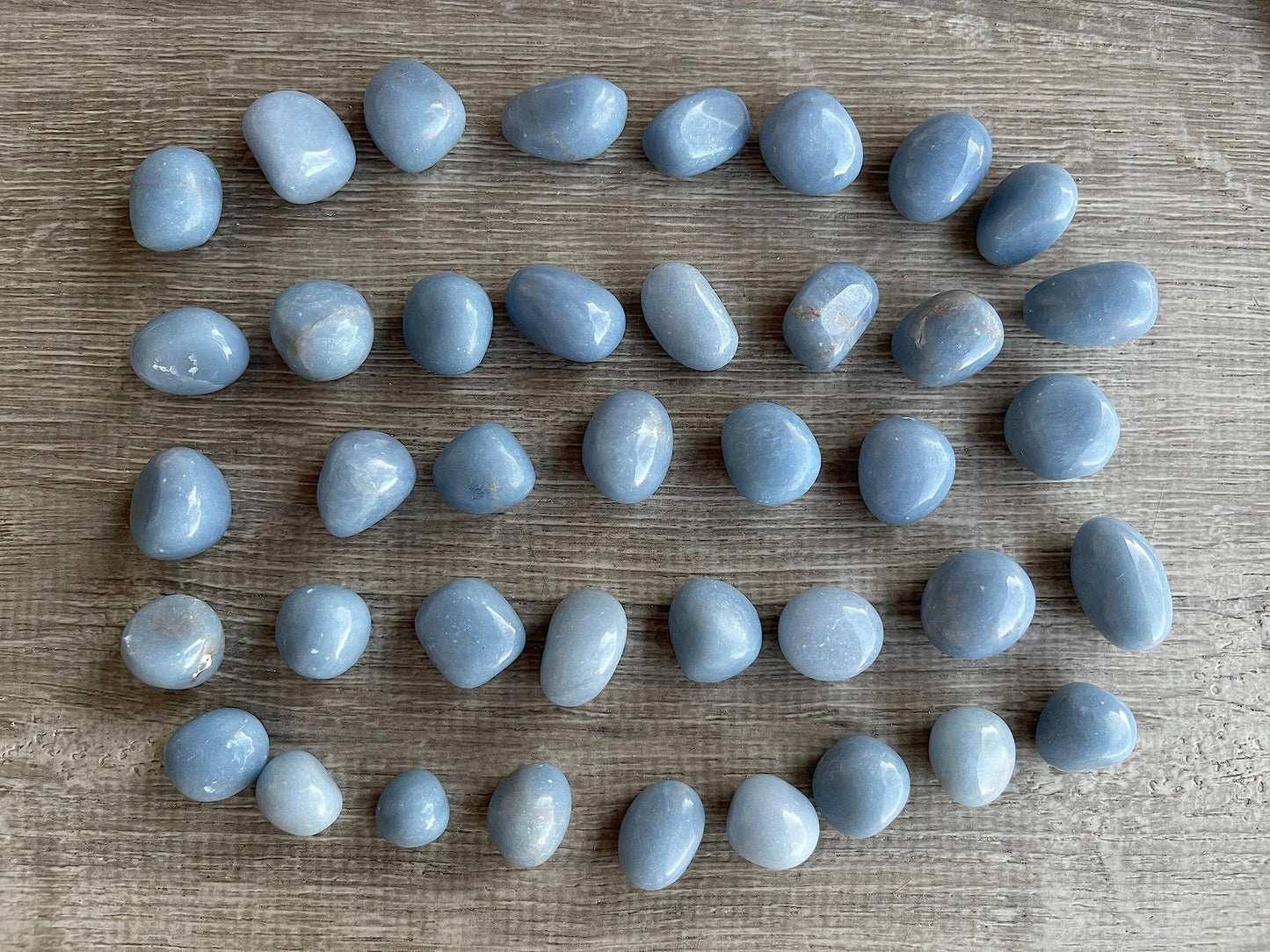 GAF TREASURES 5 Pcs Angelite Tumbled Stones, Polished Angelite Gemstone, Angelite Healing Crystals (Angelite)
