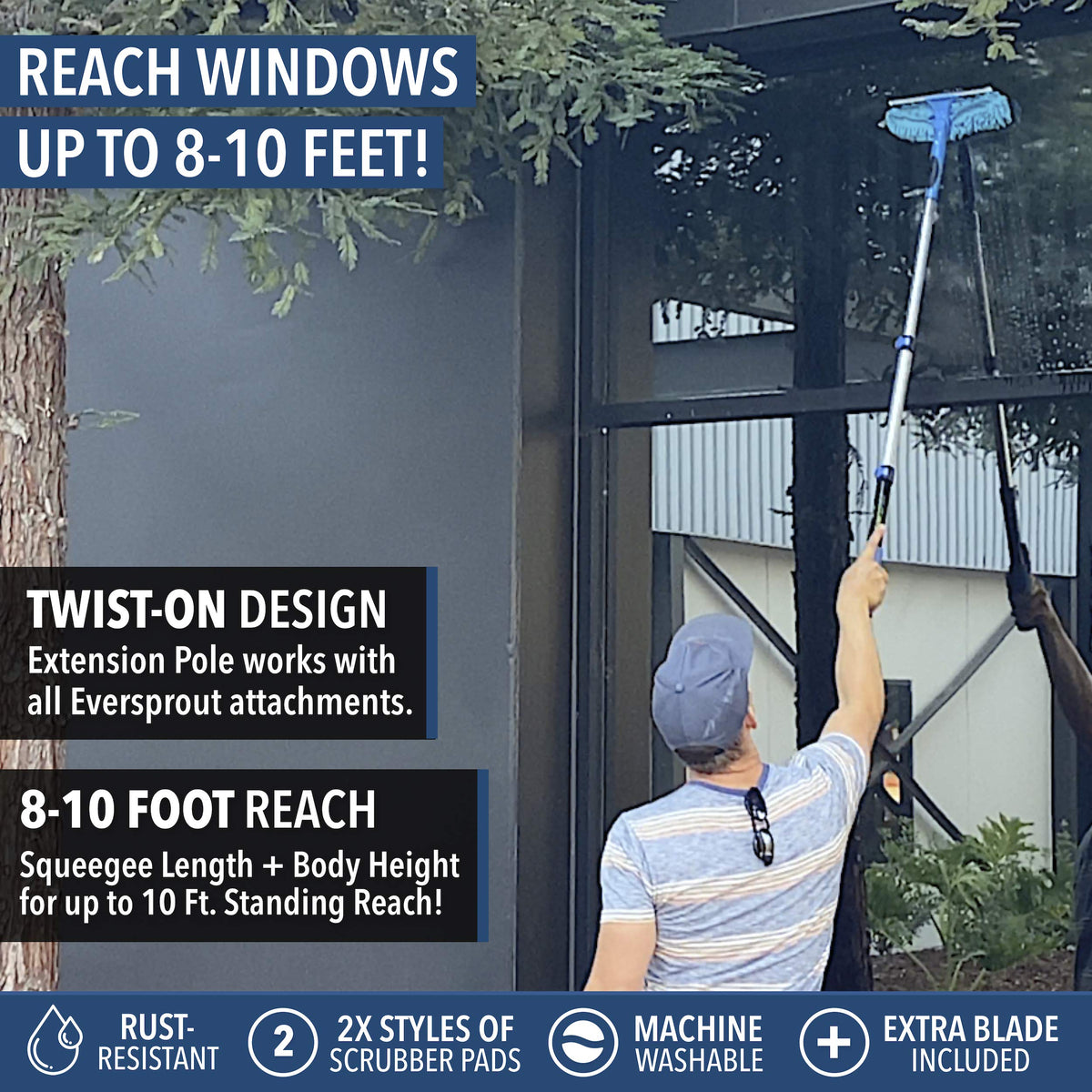 Swivel Squeegee & Microfiber Window Scrubber