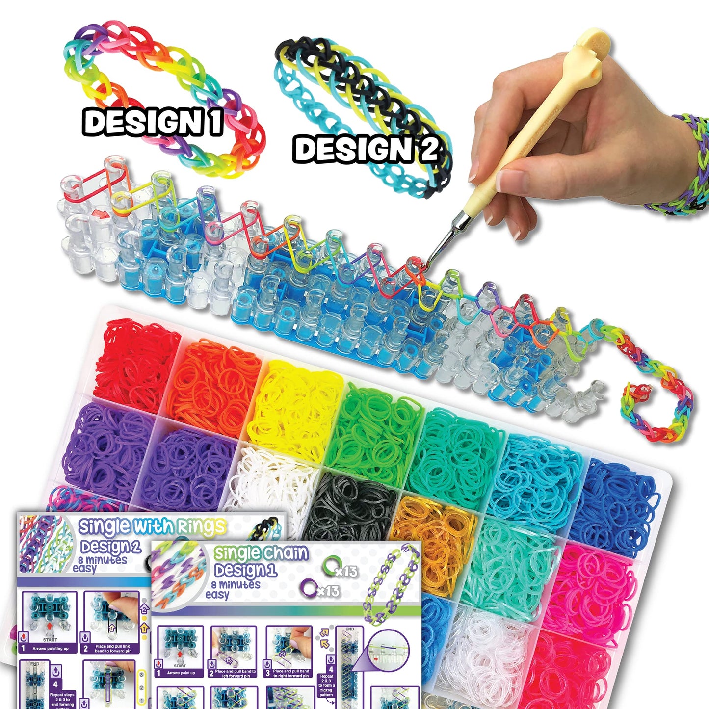 Rainbow Loom MEGA Combo Set, Features 7000+ Colorful Rubber Bands, 2 Step-by-Step Bracelet Instructions, Organizer Case, Great Gift for Kids 7+ DIY Craft, STEAM