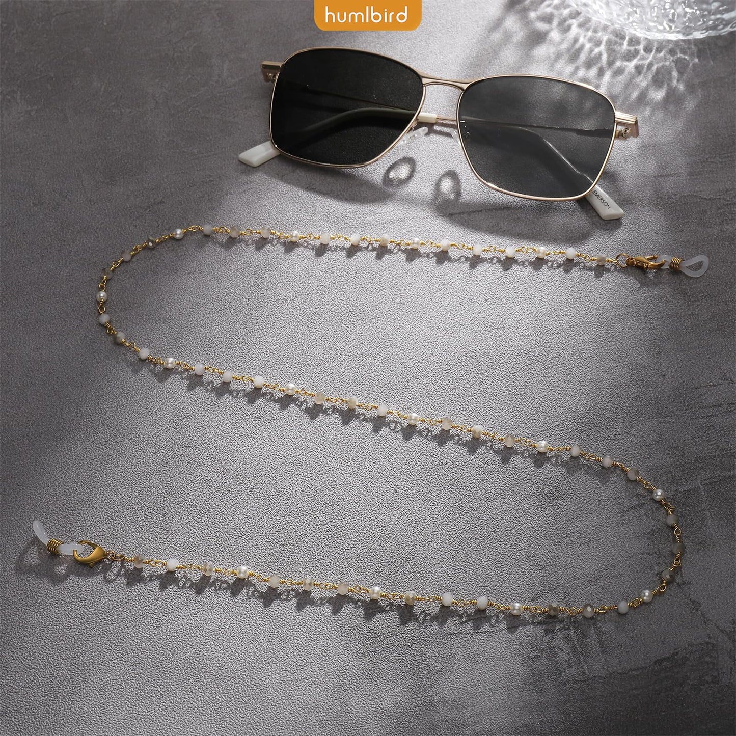 humlbird Glasses Chain Eyeglasses Chain Mask Lanyard Coloful Crystal Beaded Pearl Sunglasses Chain Grey