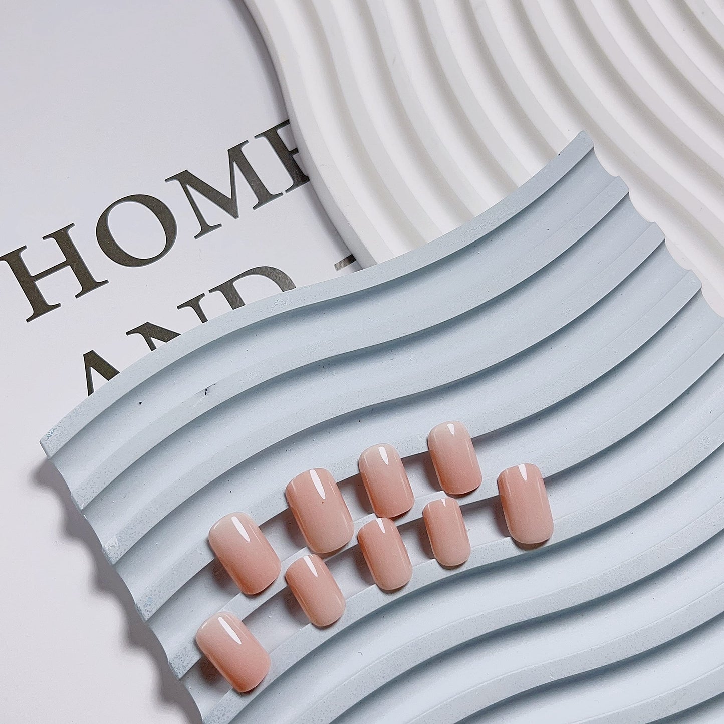 Nude Pink Press on Nails Short Square, Fake Nails Glue on Short Square Nails Press ons, Soft Gel Glue on Nails Stick on Nails for Women Thick Reusable Solid Color Acrylic Nails 24pcs
