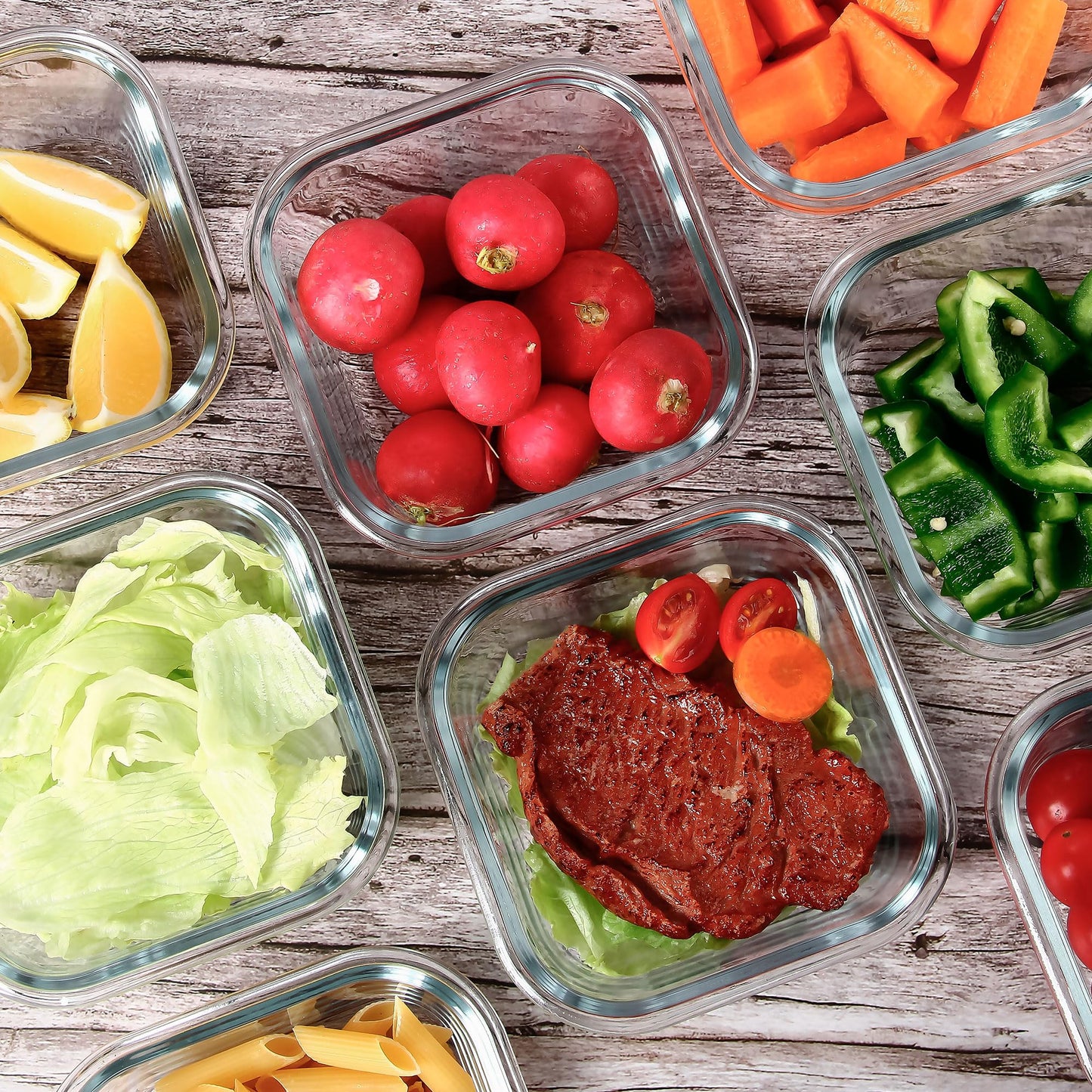 FAWLES 12 Pack Glass Meal Prep Containers with Airtight Lids, Leak-Proof Food Storage Containers, Dishwasher/Microwave/Oven/Freezer Safe Glass Containers for Lunch, Leftovers, to Go (Grey)