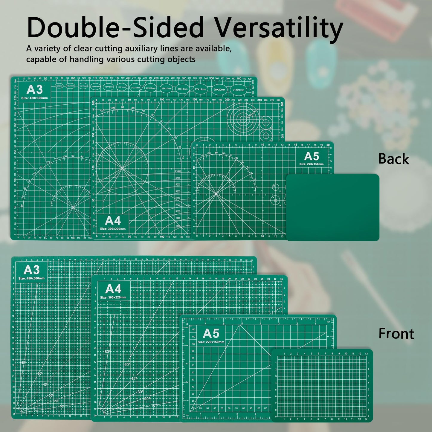 SHRJ Cutting Mats Double Sided 5 Layers Craft Cutting Mat Rotary Cutting Sewing Mat Multi-sized Tabletop Cutting Board for Sewing Hobby Crafts Scrapbooking Fabric Project DIY Artwork