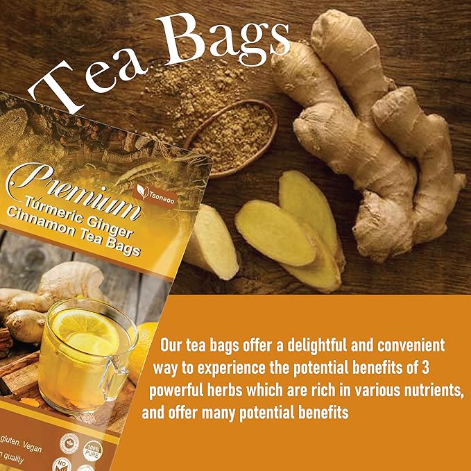 Premium Turmeric, Ginger, Cinnamon Blend Tea Bags, 100% Natural & No Additives & Caffeine Free. (1)