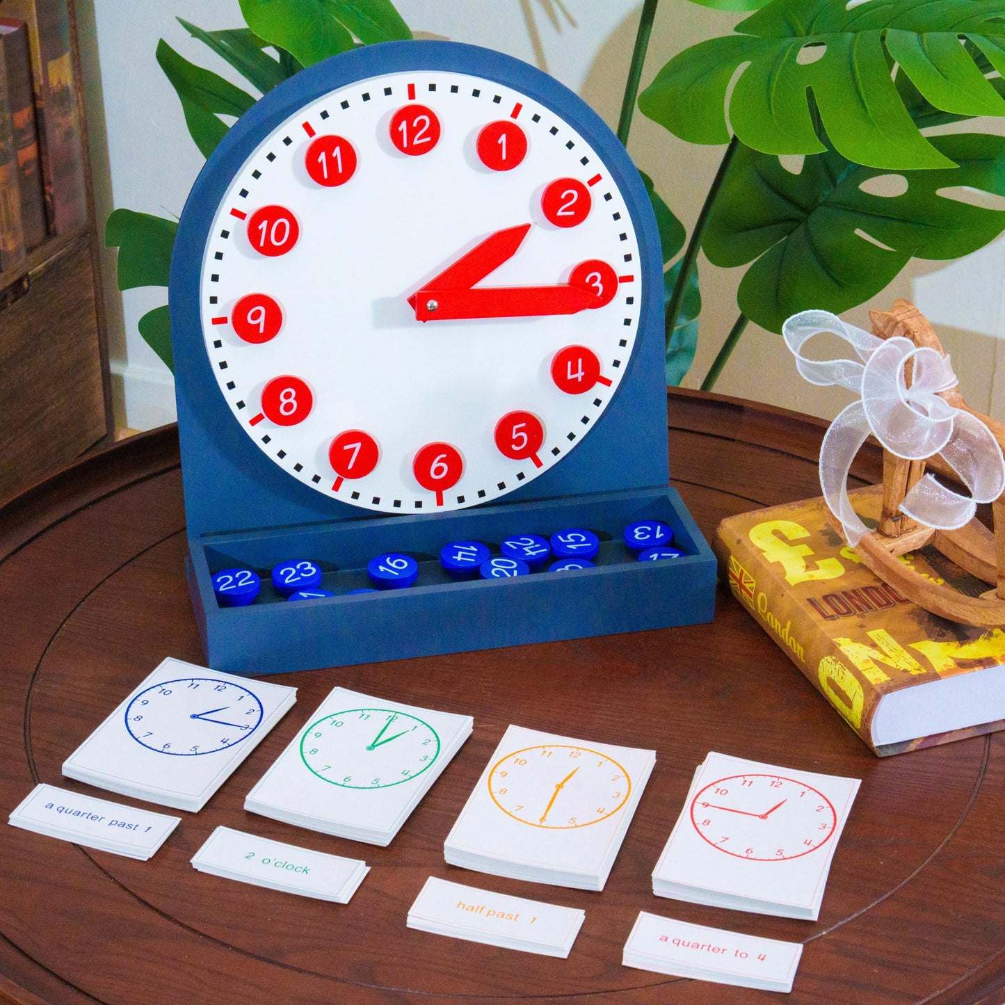 penepico Premium Montessori Learning Clock- 12-inch Solid Beechwood Teaching Clock with Movable Hands & Numbers, Math & Sensory Toys for Kids Ages 3-8+, Homeschool & Classroom Materials (3.85 lbs)