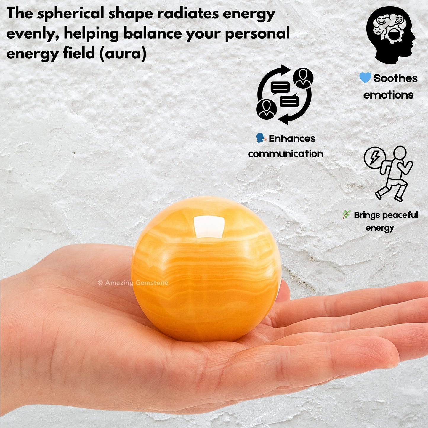 Amazing Gemstone Yellow Calcite Banded Crystal Ball with Stand - 2 Inches Crystal Sphere Meditation Balls for Witchcraft and Decorative Balls