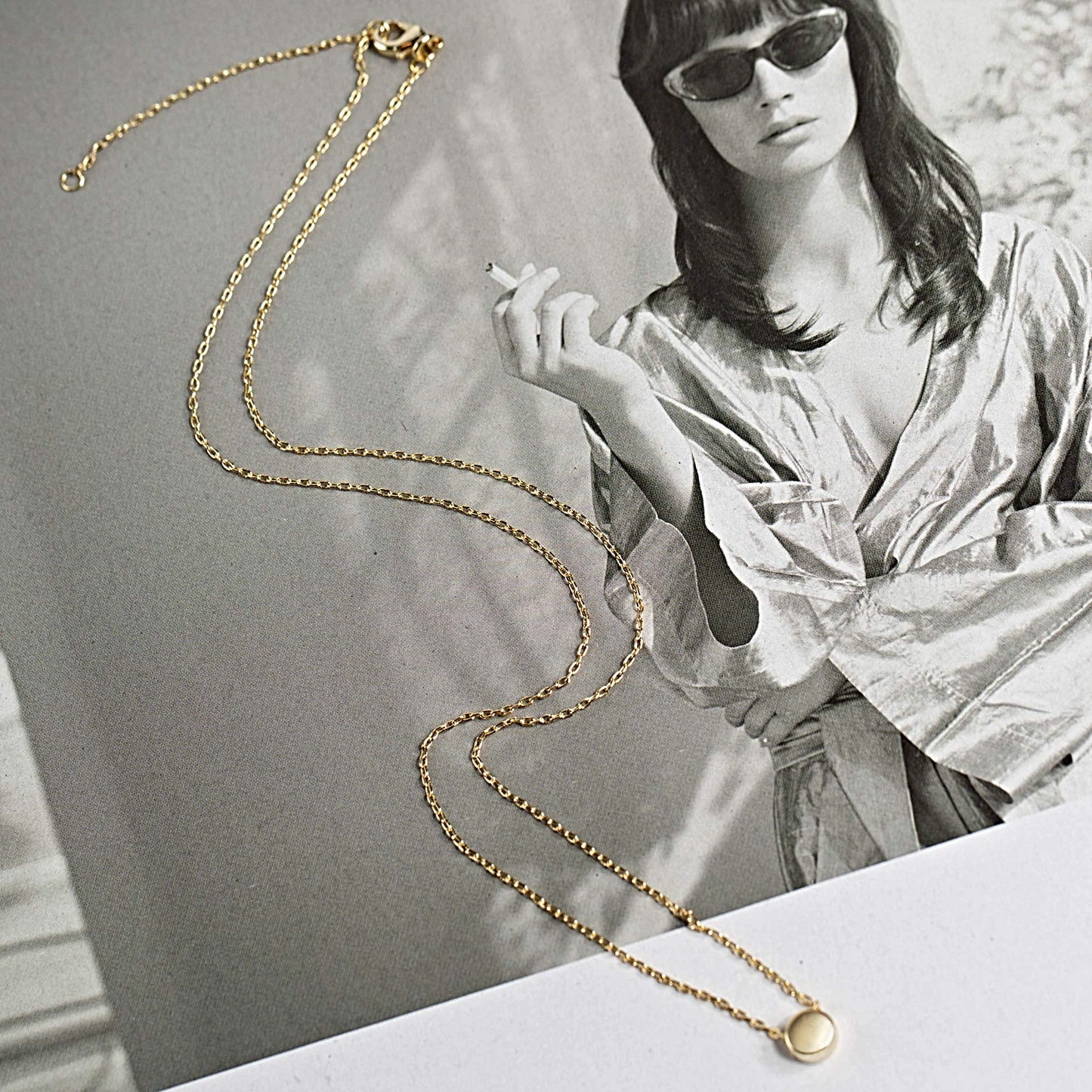 PAVOI 14K Yellow Gold Plated Tiny Dot Necklace Round Circle Pendant Necklace | Gold Necklaces for Women