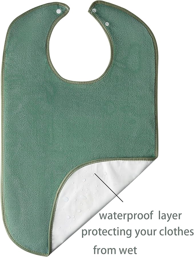 4 Pack Adult Bibs for Men and Women, Adult Bibs for Elderly,Towel bibs for Special Needs Adults