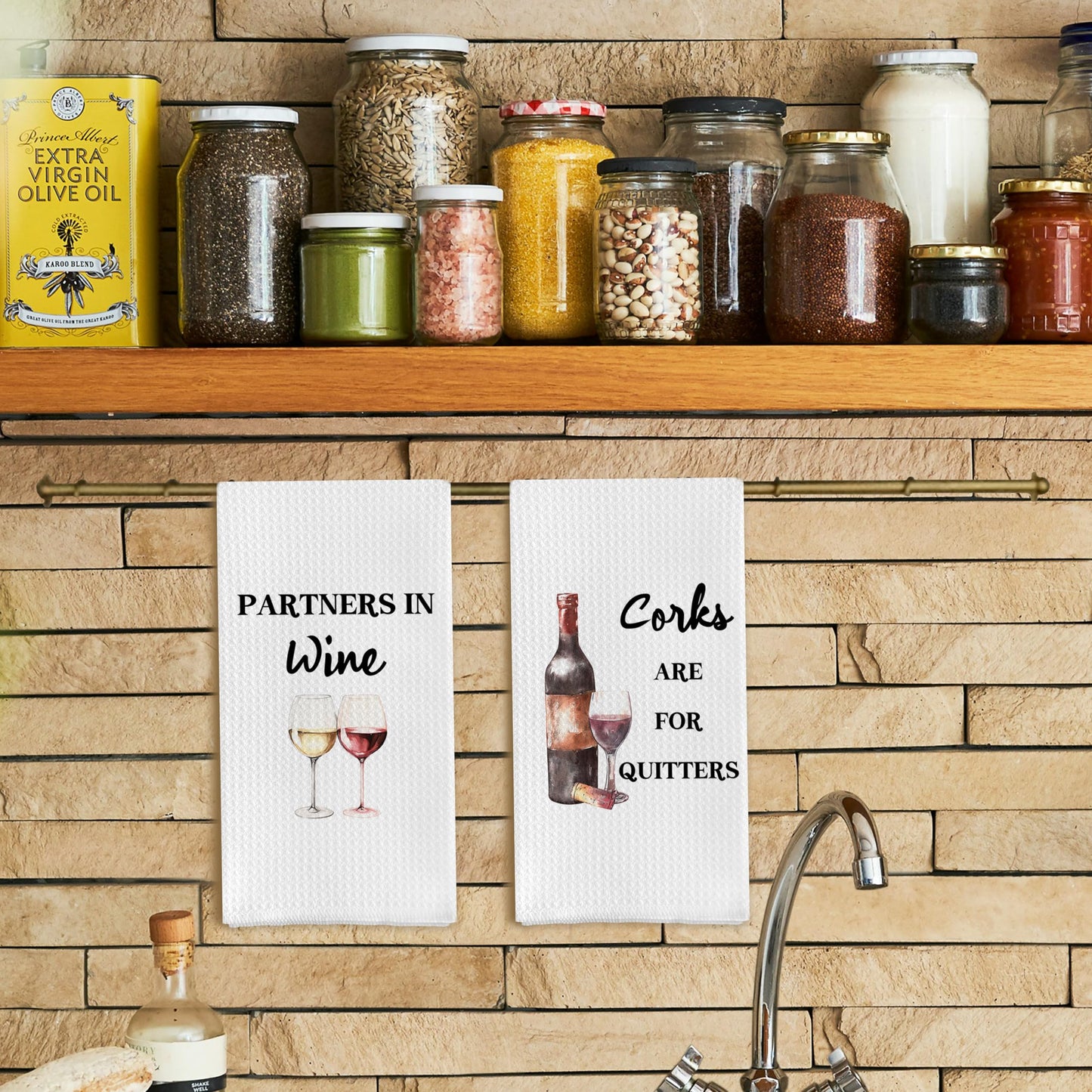 Qpenm Funny Wine Kitchen Towel Set, Decor Gifts for Women & Wine Lovers, Funny Tea Towels, 2 x 16x24 Inch