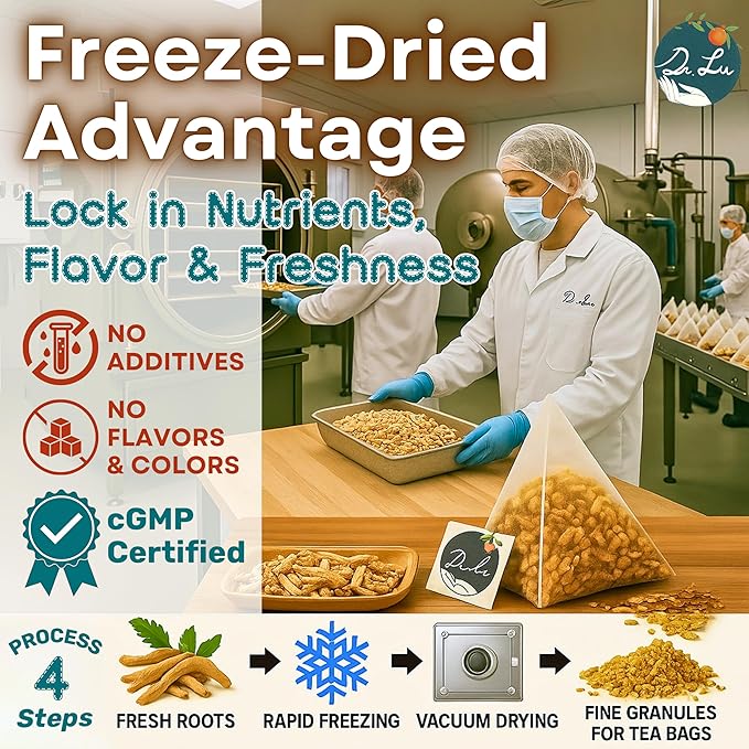 Dr. Lu’s Organic Ashwagandha Tea | Wild-Harvested in India’s Ayurvedic Regions | 100% Natural Calm & Stress Support | 30 x 3g Full Strength Corn Fiber Pyramid Bags (No Plastic, No Nylon)