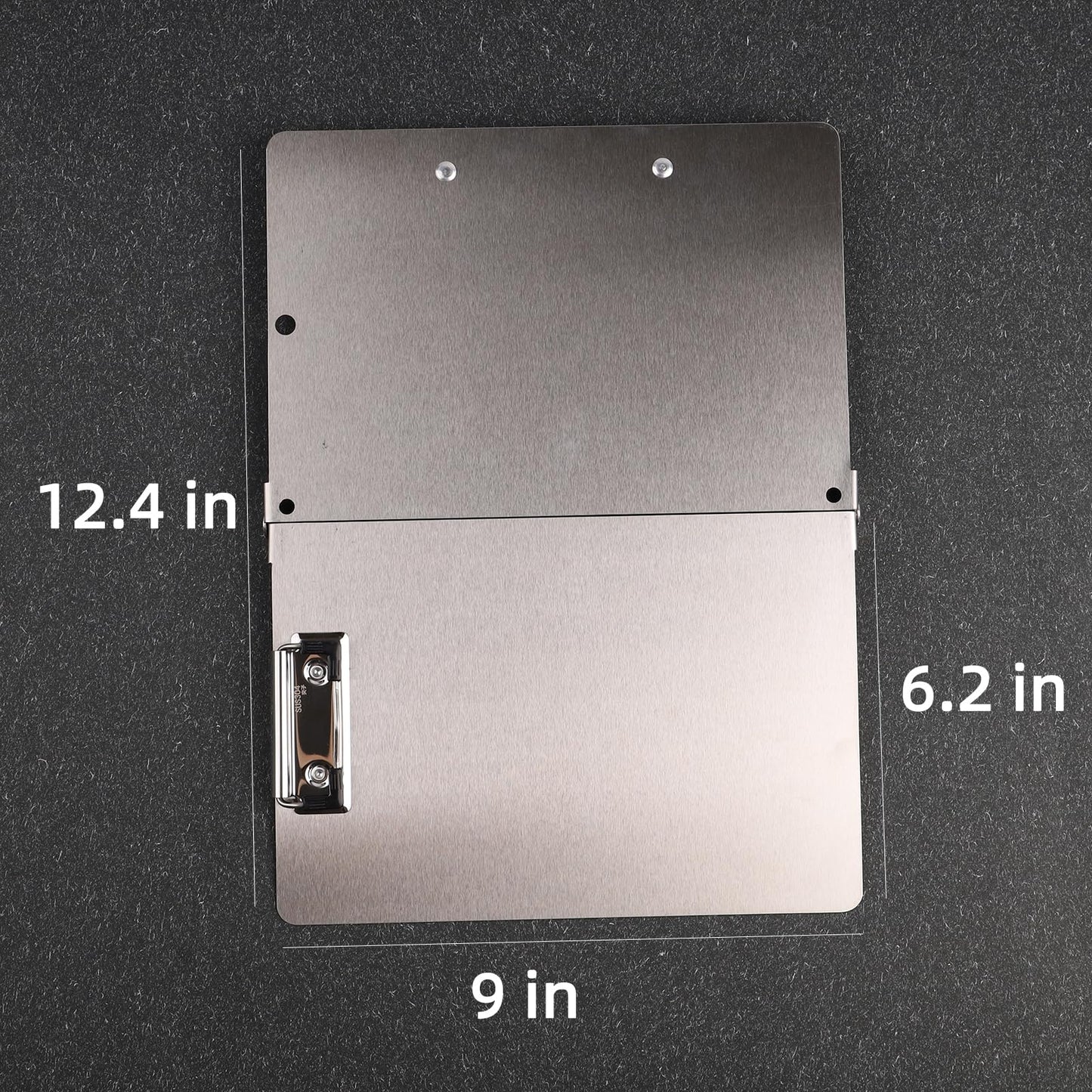 Foldable Stainless Steel Clipboard with Shoulder Strap - Adjustable Size, Portable & Durable for Work, School, Field (A4 to A5)
