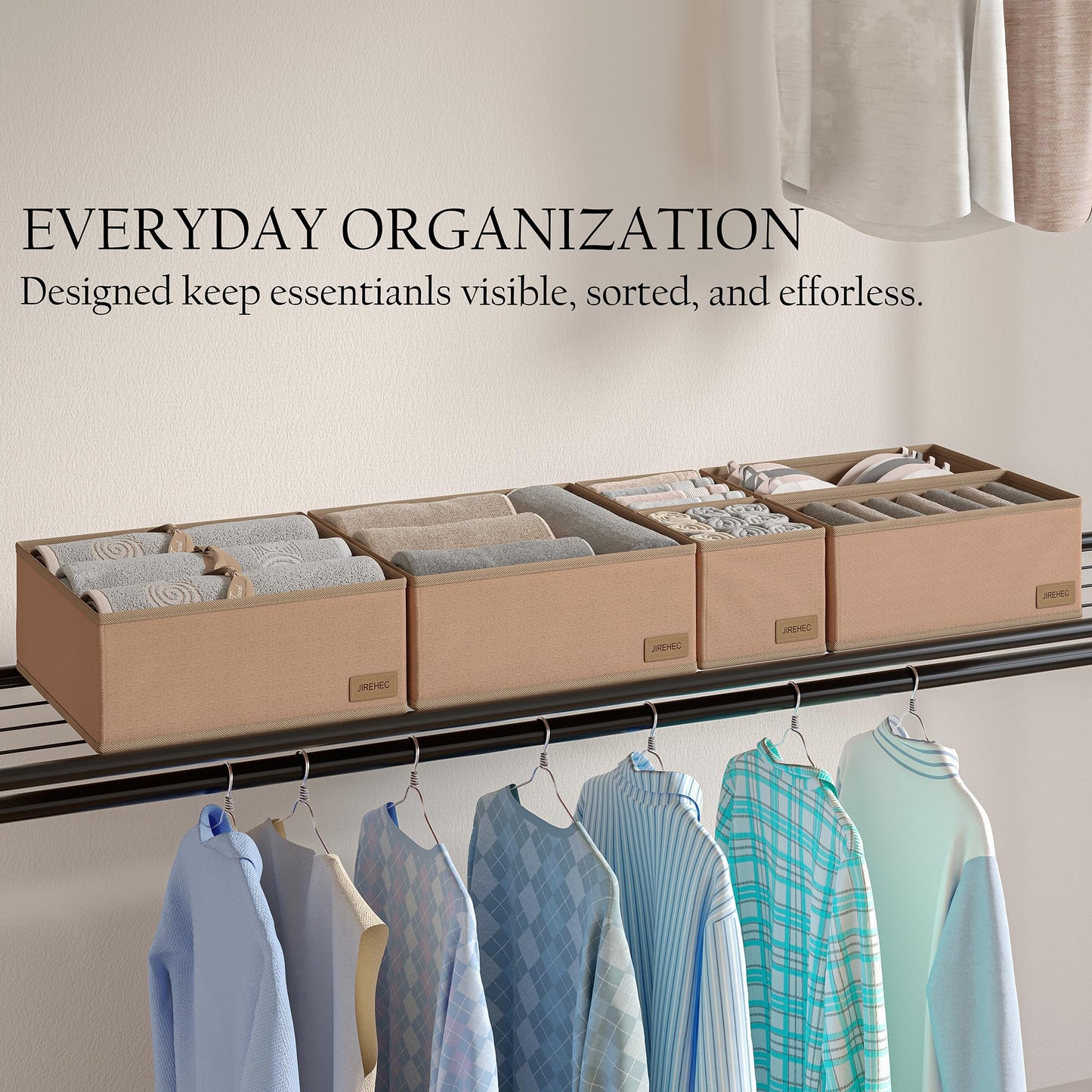 Clothes Organizer, Transform Your Drawers in Seconds - Cream Set of 6 Foldable Storage Boxes with Zipper, Durable 600D Fabric, Includes Fragrance Sachets, Ideal for Underwear, Socks, Baby Clothes