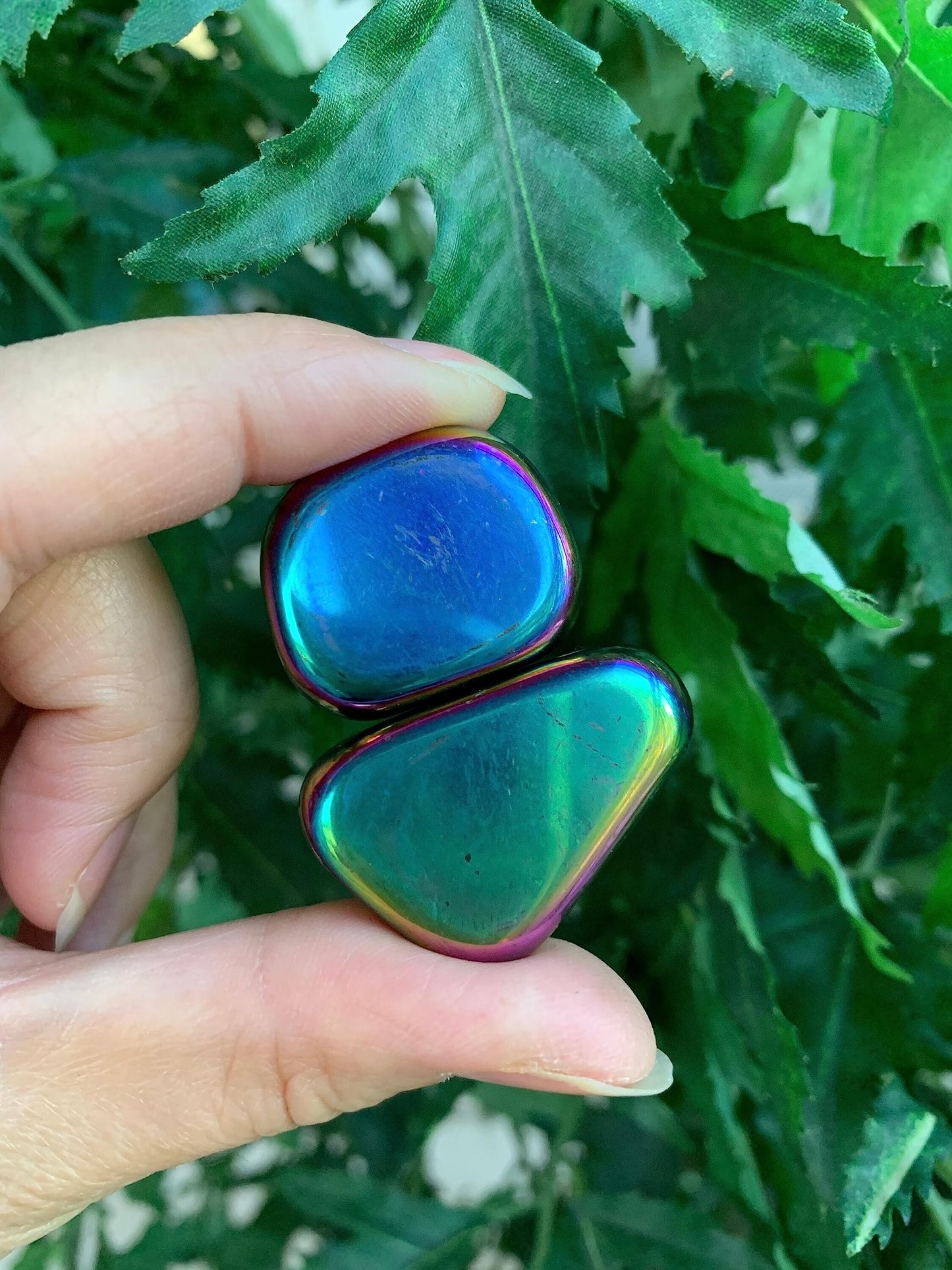 GAF TREASURES 5 Pcs Rainbow Magnetic Hematite Tumbled Stones, Polished Natural Rainbow Magnetic Hematite Gemstone, Rainbow Magnetic Hematite Healing Crystals (Rainbow Magnetic Hematite)