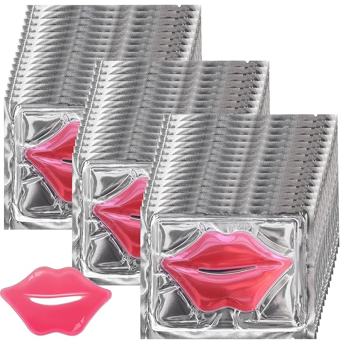 50 PCS Collagen Crystal Lip Masks,Moisturizing Collagen Lip Mask,Pink Lip Care Pads Mask for Dry Lips,Lip Patches for Hydrating Nourishing,Anti Chapped,Anti-Wrinkle,Plump Your Lips