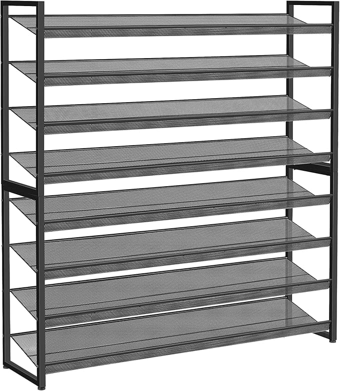 Shoe Rack, Large Metal Shoe Organizer,Max Holds 50 Pairs,8 Tier Shoe Storage Shelf for Garage,Closet,Entryway, Black