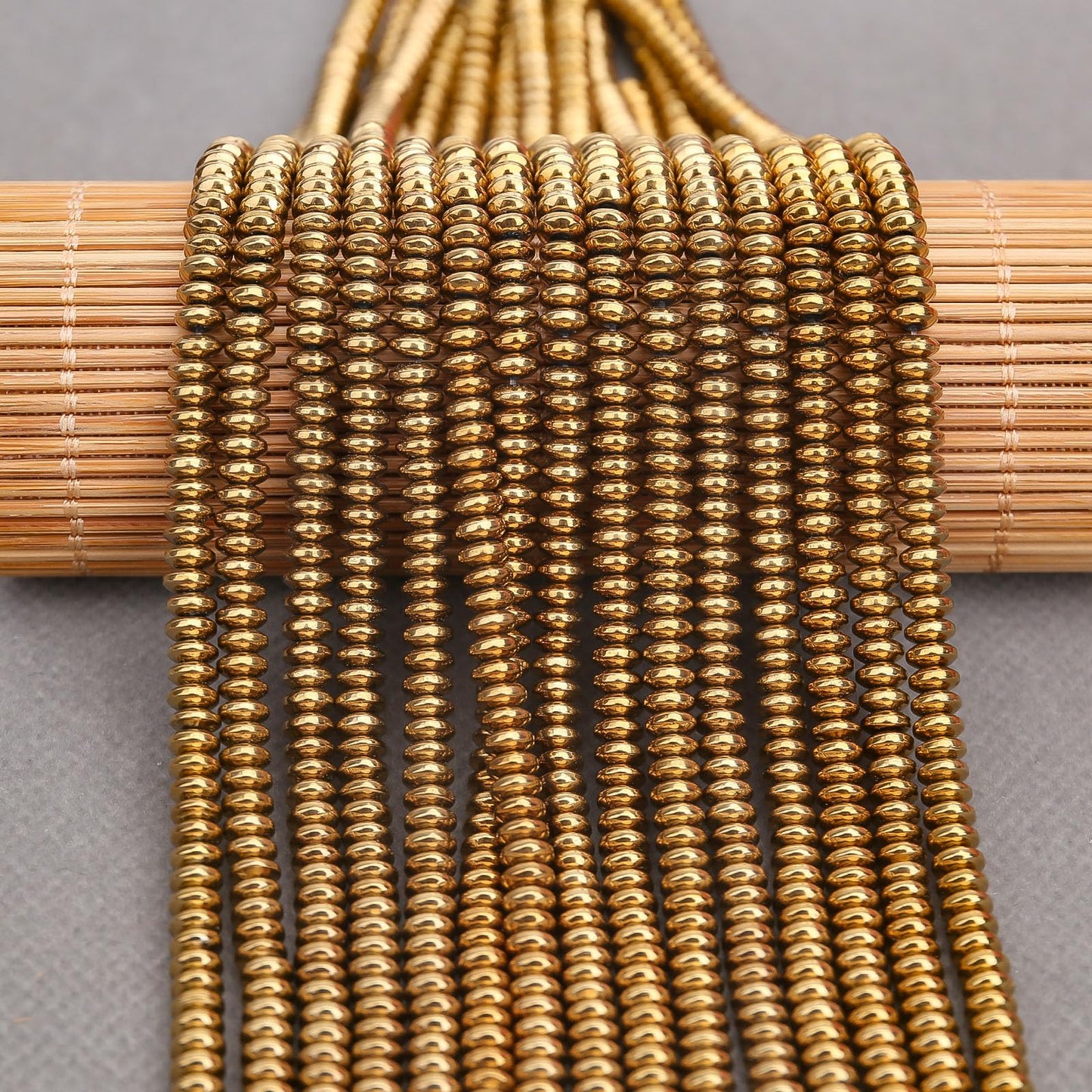 BONNY BOXX 1 Strand (150PCs) 2 * 4mm Rondelle Beads, Natural Abacus Disk Gold Hematitet Stone Beads Loose Spacer Gemstone for DIY Bracelet Necklace Jewelry Making