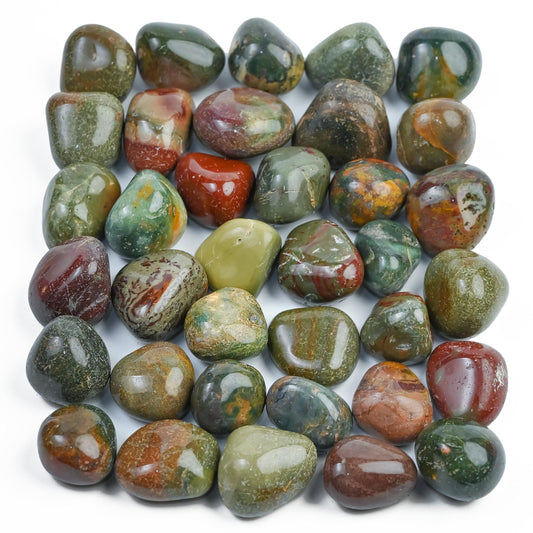 "Crocon 1LB Fancy Bloodstone Tumbles Stones and Crystals Bulk 2000+ Carats Natural Crystal Kit for Reiki Healing Crystal Polished, Tumble Stones, Chakra Balancing, Gift, Home Decor Size : 20-25 mm "