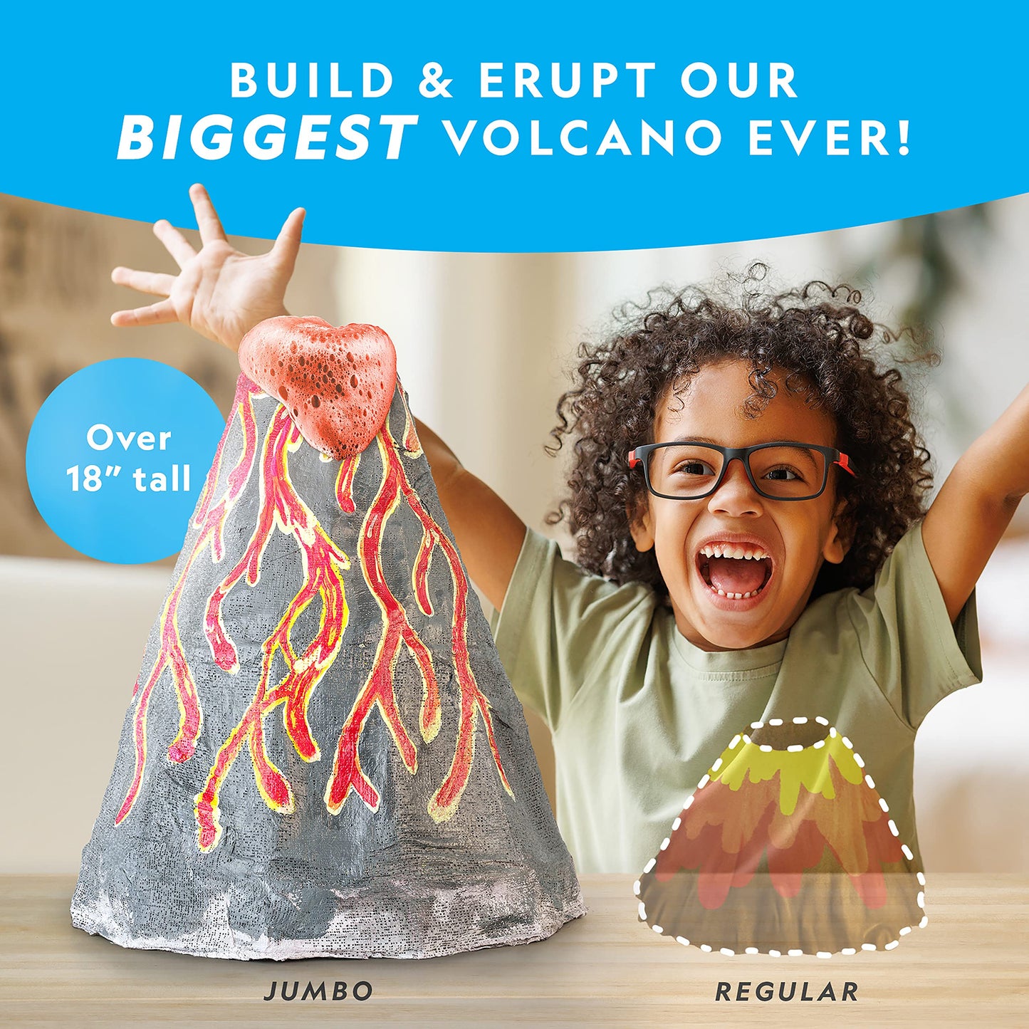 National Geographic Jumbo Volcano Science Kit - 18" Giant Volcano with Multiple Eruptions, Science Experiments, Science Fair Projects