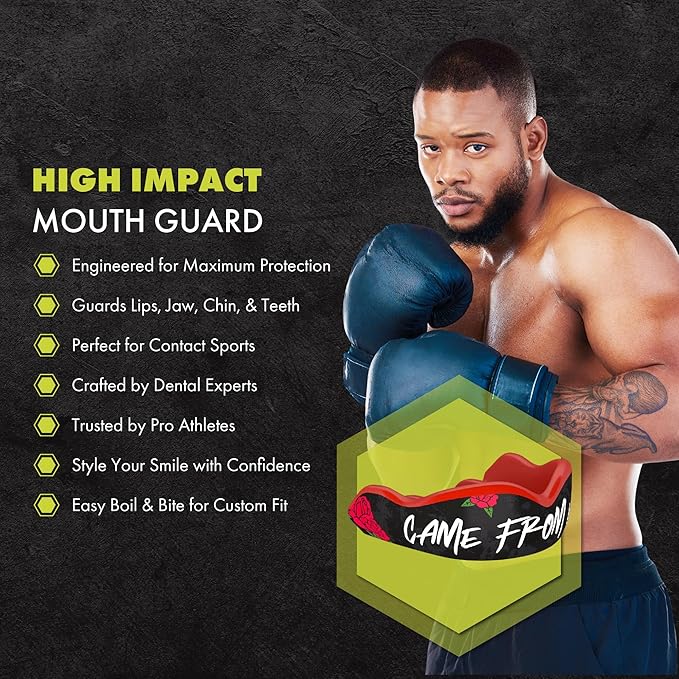 DAMAGE CONTROL High-Impact Mouth Guard – Sport Mouthguard for Boxing, Football, Hockey, Lacrosse & Basketball, Protects Teeth & Jaw, Protective Mouthpiece for Adult & Youth (Adult, Came from Nothing)