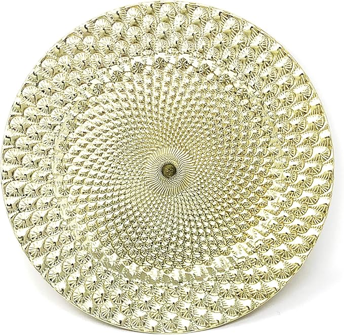 allgala Heavy Quality Round Charger Plates - Dinner Plates - Set of Charger Plates for Table Decor - Ideal for Weddings, Weddings, Thanksgiving Parties & Holidays - Peacock Gold (13-Inch 48-Pack)