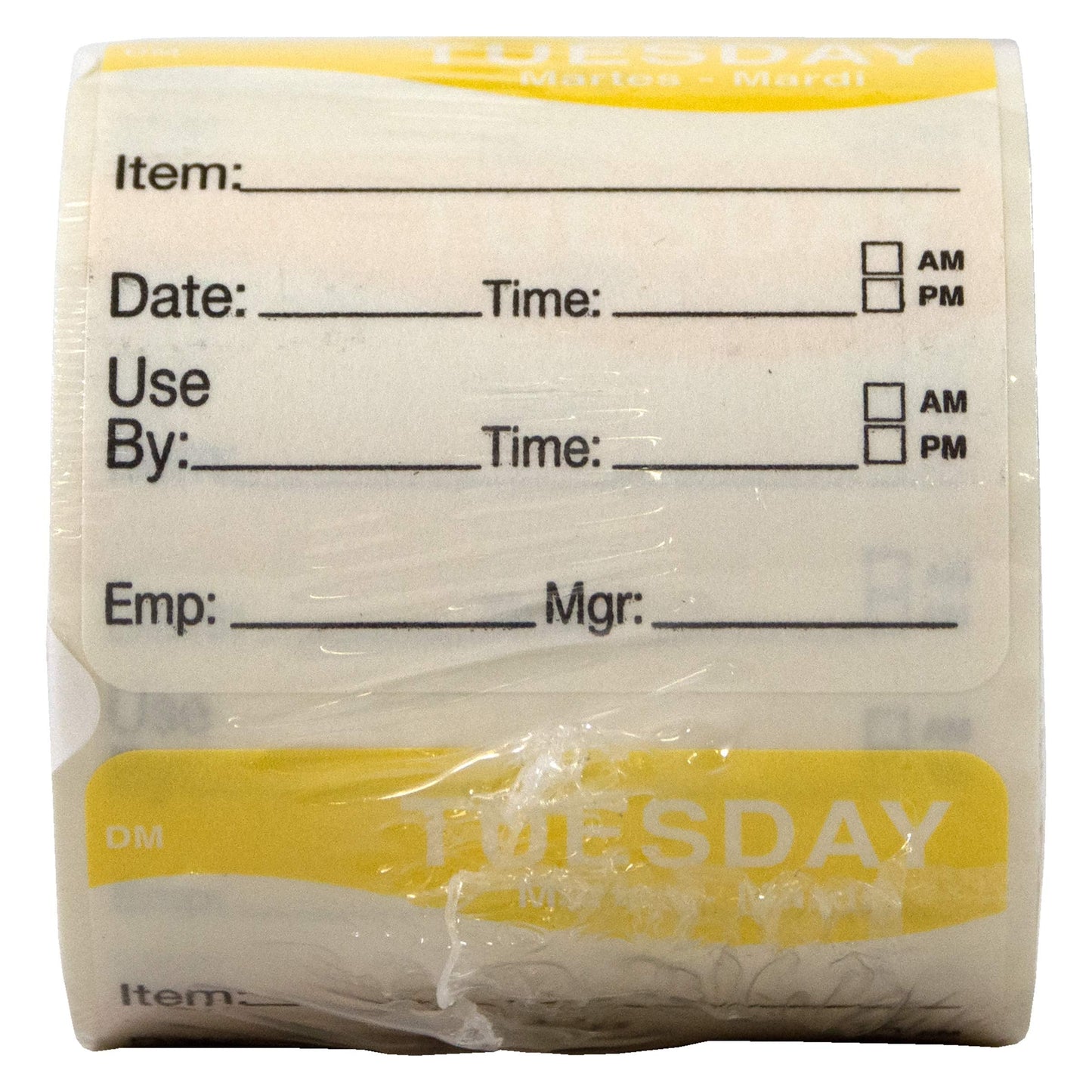 DayMark Safety Systems Day of the Week 2" x 2" Dissolvable Label, Tuesday, Item/Date/Use By, (Roll of 250)