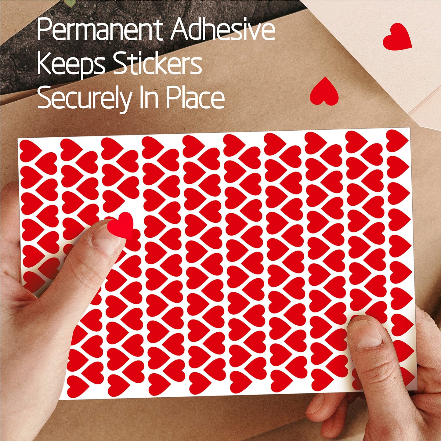 1810 PCS Heart-Shaped Red Stickers, Permanent Love Labels on 10 Sheets for Party Favors, Invitation Seals, Gift Packaging, Boxes and Bags (1/2” in Diameter)