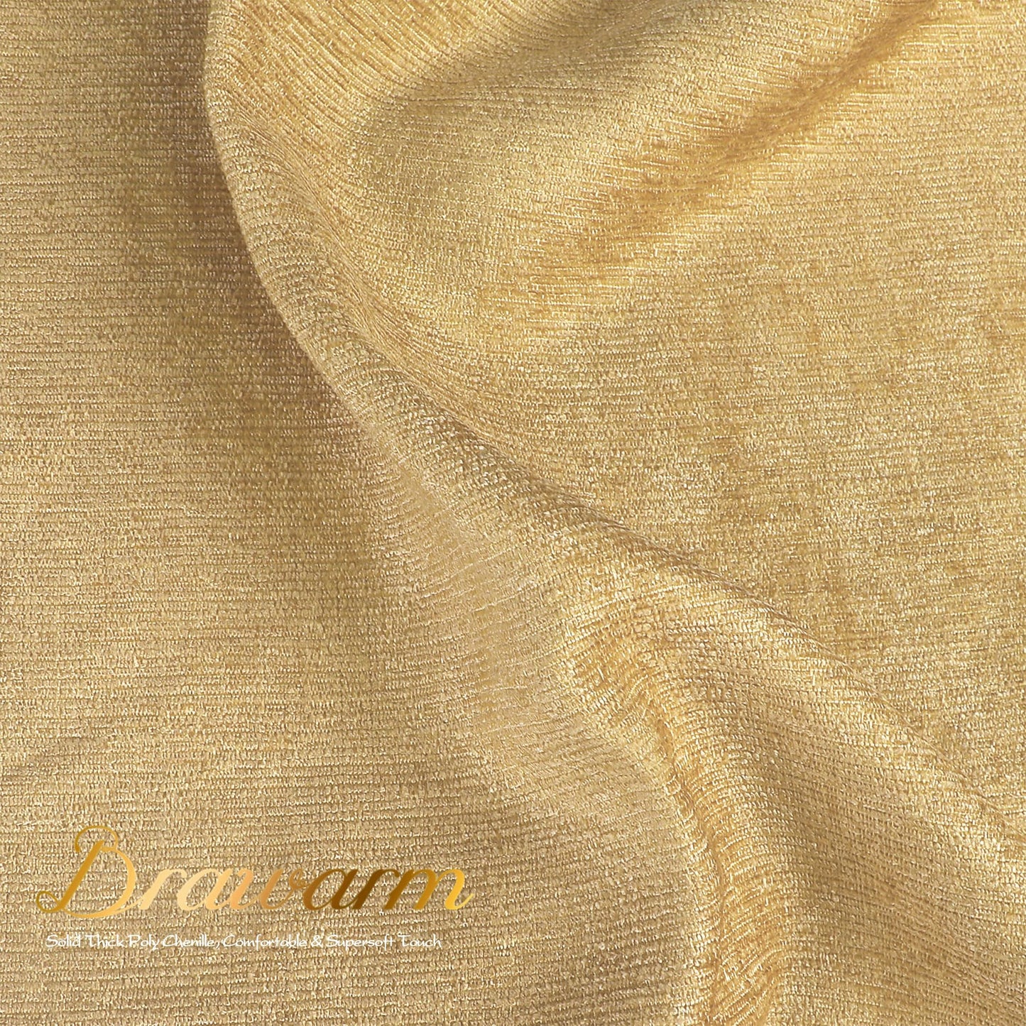 BRAWARM Throw Pillow Covers 22x22 Inches - Gold Chenille Pillow Covers Pack of 2, Solid Dyed Soft Chenille Pillow Cases for Couch Sofa Bed Home Decoration