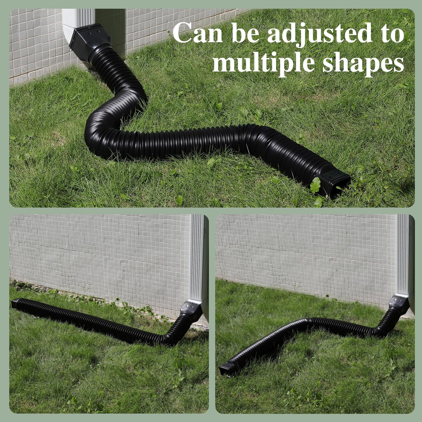 Gutterlix Flexible Gutter Downspout Extensions, Connectable Downspout Extender with 58"+ 67" Extendable Pipe, Thickened Down spout Drain Extension for Rainwater Drainage(2 Pack, Black)