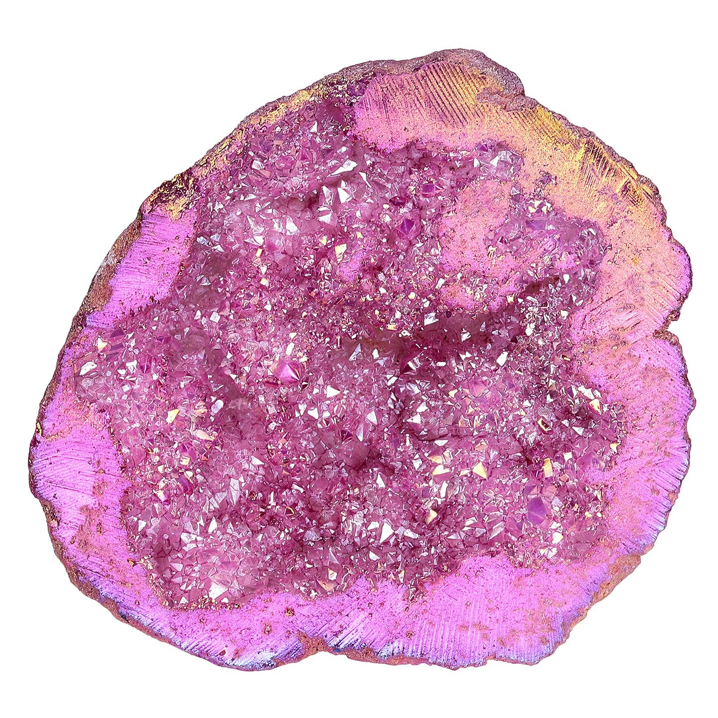 mookaitedecor Angel Aura Quartz Geode Stone Titanium Coated Natural Rock Crystal Cluster Specimen for Reiki Healing Meditation Home Decor 0.22-0.44 LB, Fushcia