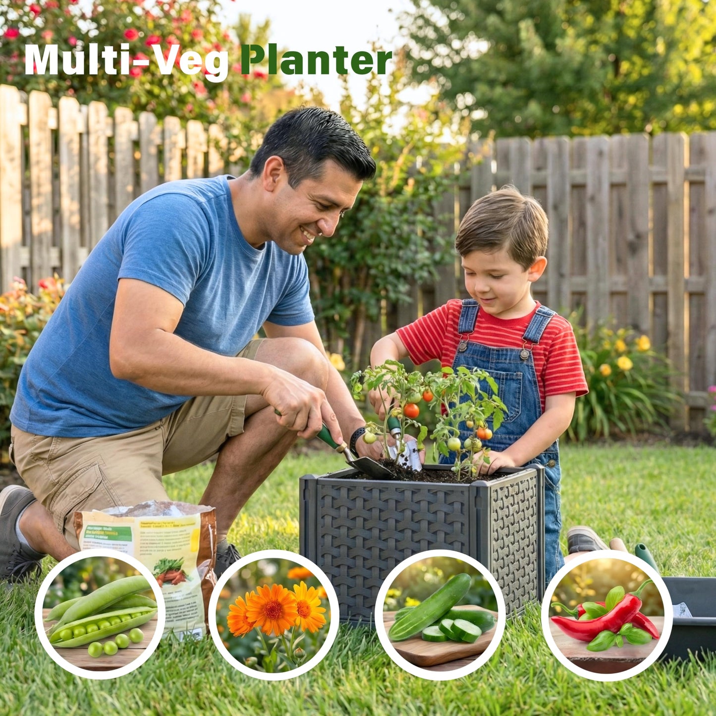 KOBAZ Raised Garden Bed Tomato Planter Box with Trellis, 41.3" Tomato Planters Cage w/Self-Watering for Climbing Plants Vegetables, Patio Indoor Outdoor