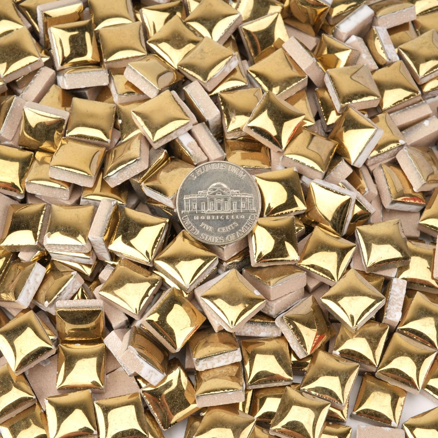 Samjobroad Gold Ceramic Mosaic Tiles for Crafts Bulk, 12mm Square Small Ceramic Tiles for Mosaic, 300g/200 Mosaic Pieces for Art Projects & Home Décor