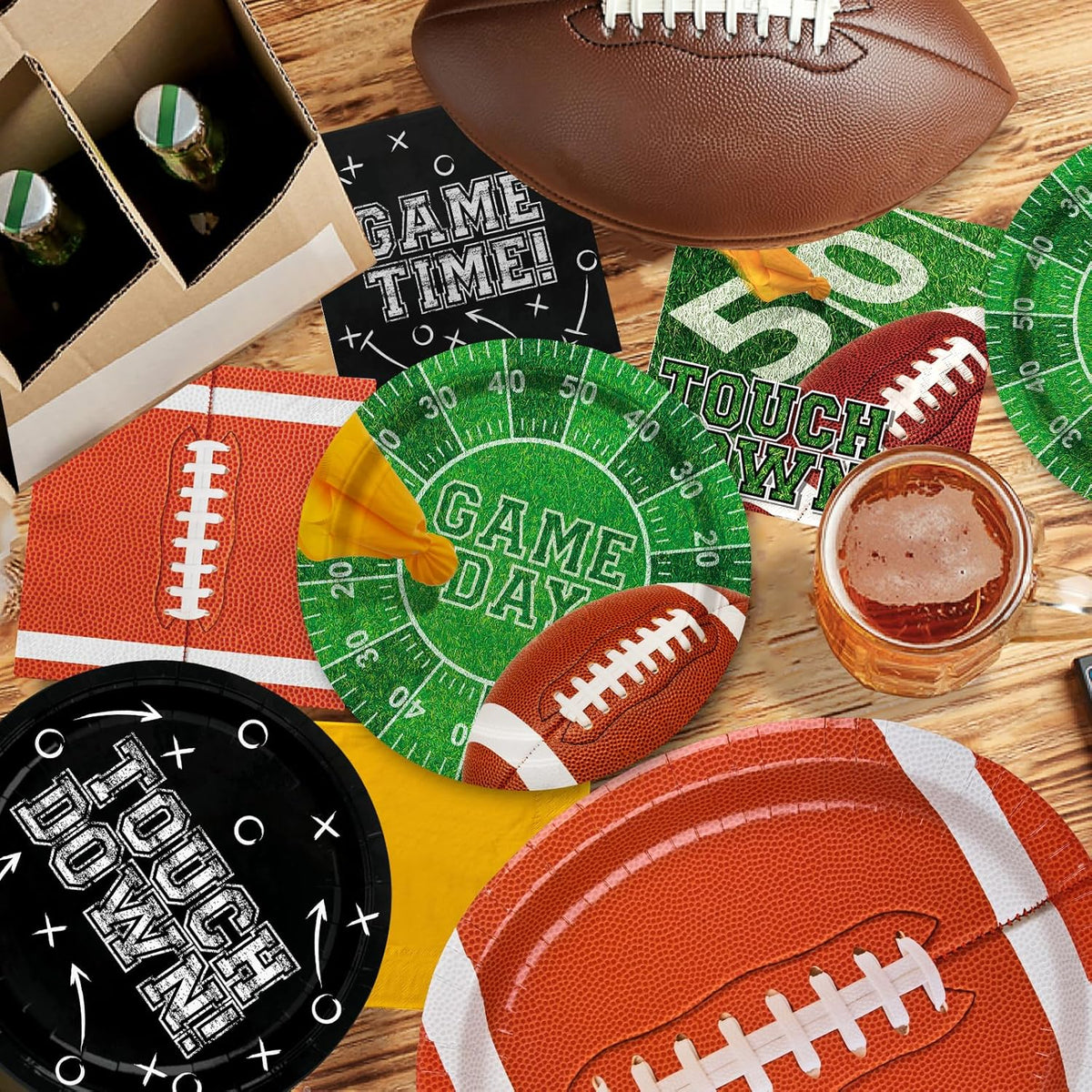 96-Pack Football Party Supplies - 48 Luncheon & 48 Cocktail Napkins | 3-Ply, Disposable, for Tailgate & Birthday Decorations