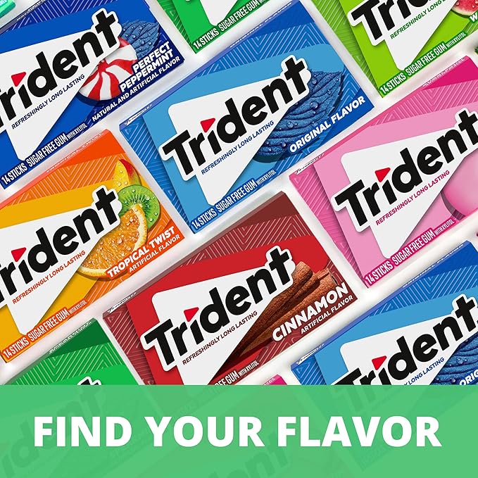 Trident Watermelon Twist Sugar-Free Chewing Gum, 12 Packs of 14 Pieces (168 Total Pieces)