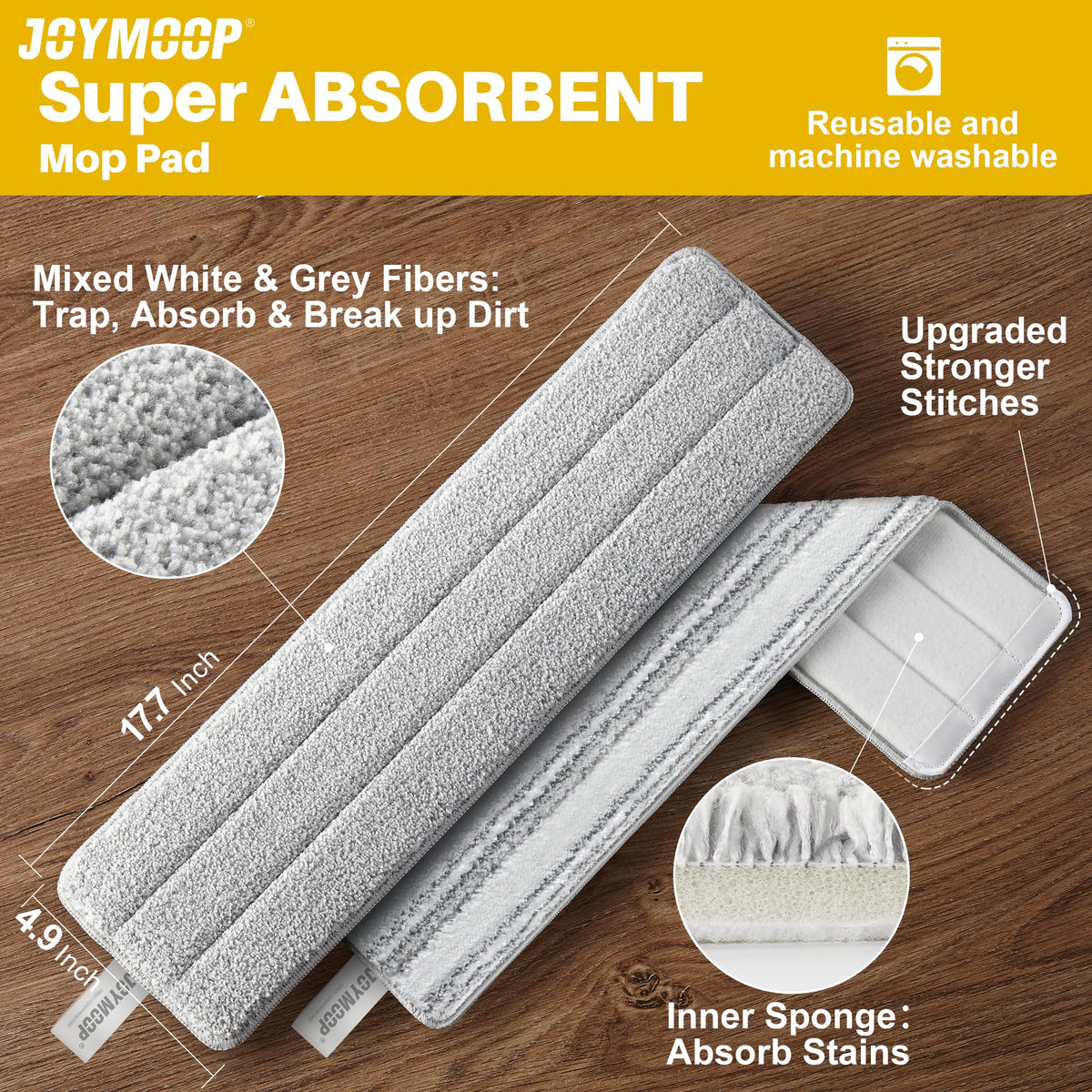 Microfiber Replacement Pads for 17.7" Flat Mop System (4 Count)