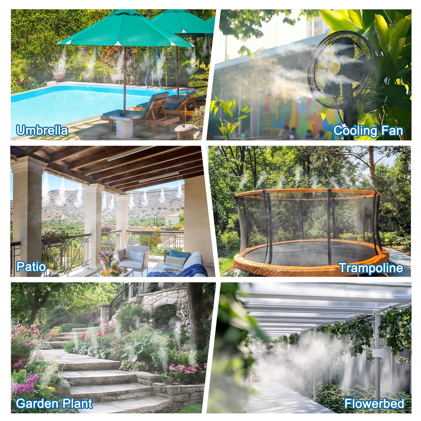 Mornajina Automatic Drip Irrigation Kits Garden Irrigation System, Includes 50FT 5/16 inch Irrigation Tubing Hose & 15Pcs 360° Bending Dropper Atomizing Mist Nozzles Tee for Garden Watering System