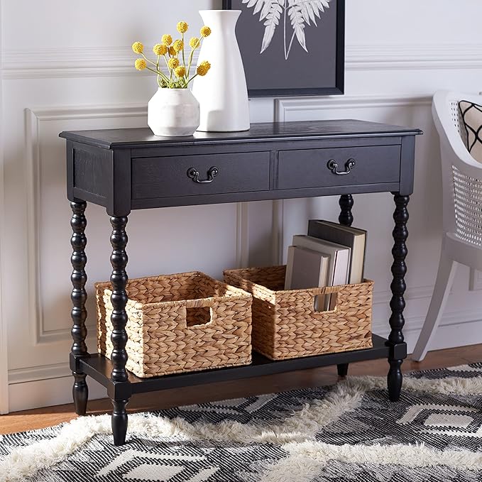 SAFAVIEH Home Collection Athena Black 2-Drawer Console Table