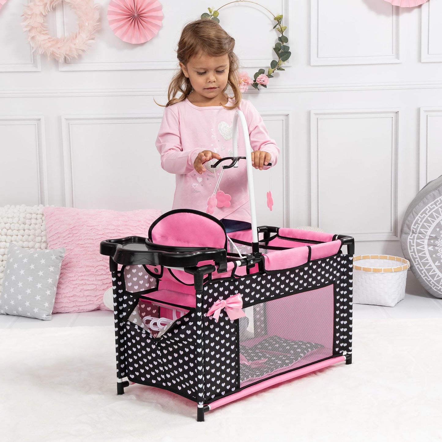 Bayer Baby Doll Furniture Set with Bed, Highchair & Storage for 18 in Dolls
